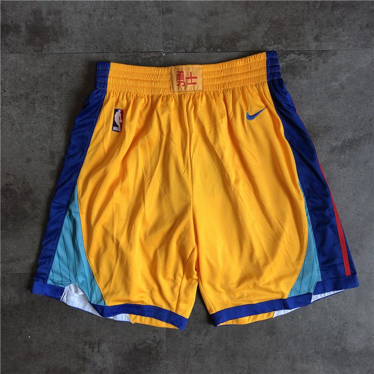 Men NBA Golden State Warriors yellow Nike Shorts 04161->houston rockets->NBA Jersey